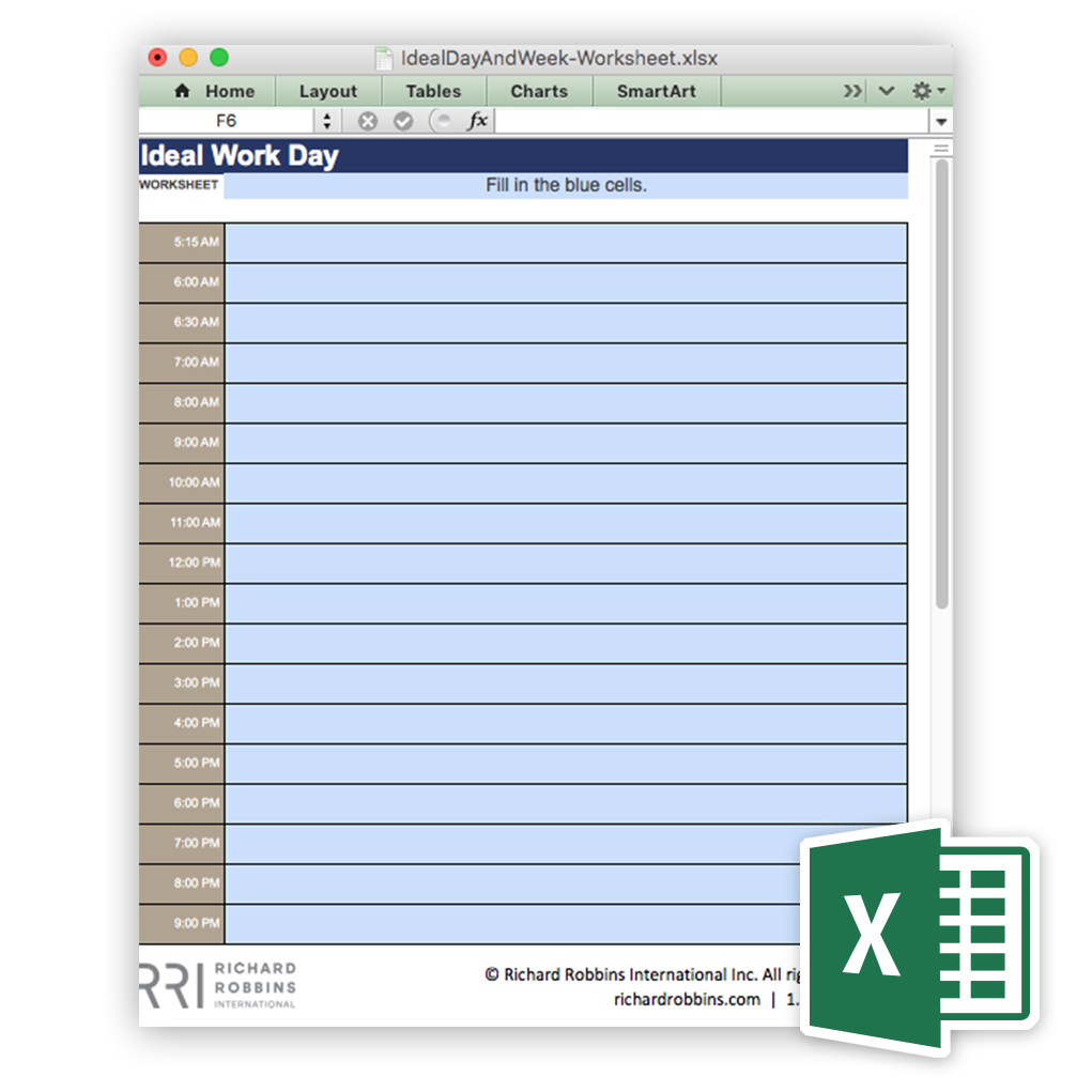 Ideal Day and Week Excel Worksheet