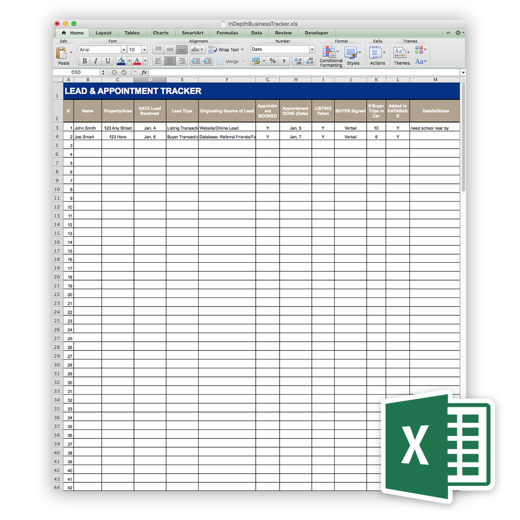 In-Depth Business Excel Tracker